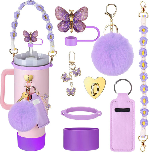 💜 8-Piece Stanley Cup Accessories Set – Stylish & Protective Kit