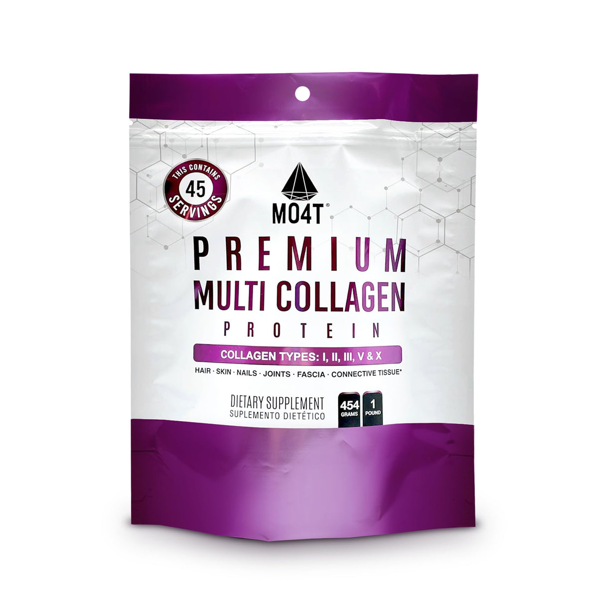 MOMOF4TRANSFORM MO4T Hydrolyzed Multi Collagen Powder -Collagen Protein- Collagen Peptides-Type 123510 -Sugar-Free (1 Pound) Hair Skin Nail & Joint Support Supplement Paleo & Keto Non-GMO